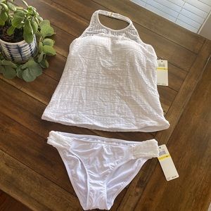 NWT Anne Cole signature White tankini set, Size M